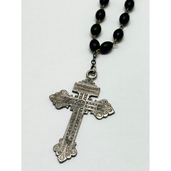 Vintage black chaplet beaded rosary - Picture 2 of 6